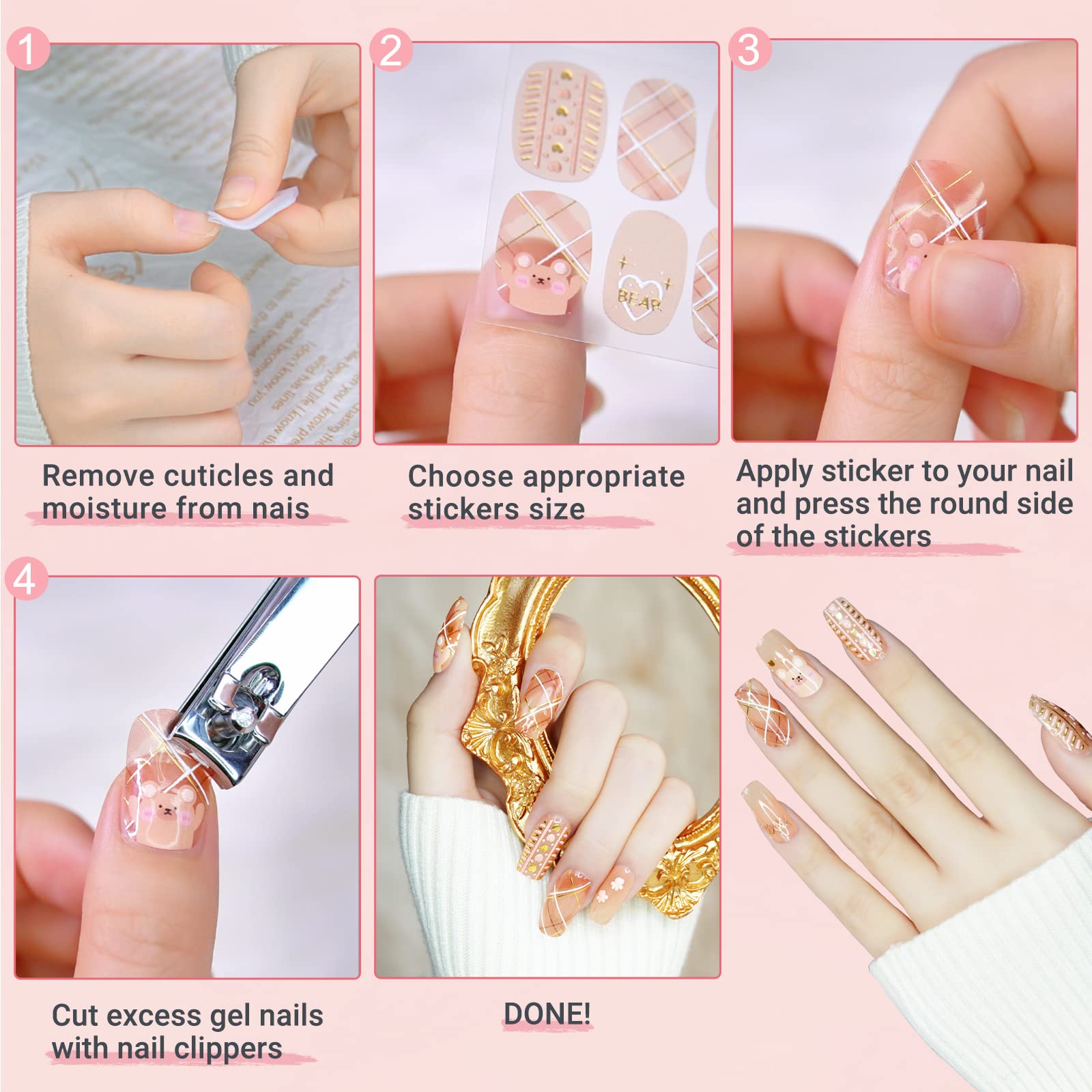 ANGALAXY ジェルネイルシール UVライト要らず 手用 ネイル パール